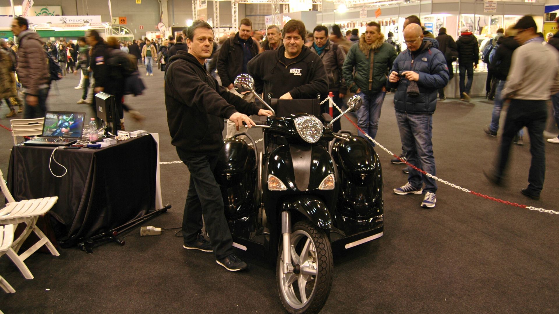 Hyper Division Mobility founders Enrico and Fabio at the Motor Bike Expo 2013 stand in Verona.